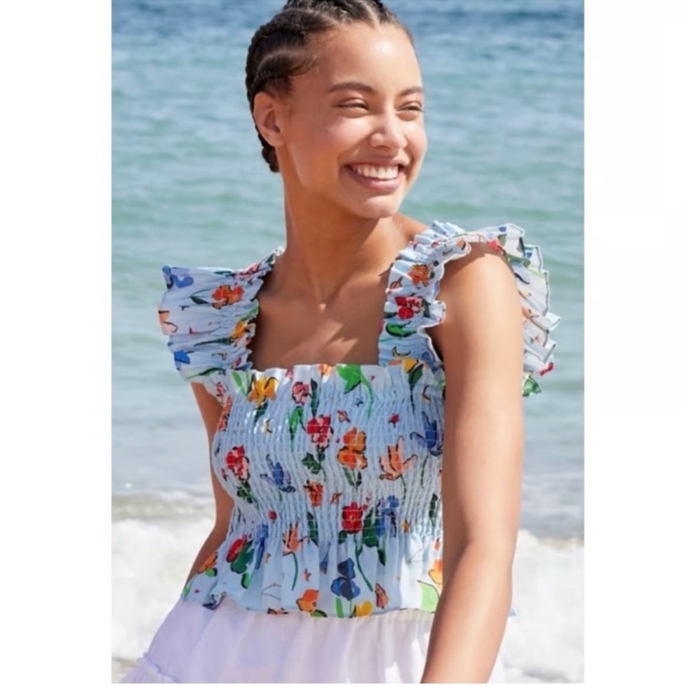Hill House Blue Floral Ellie Shirt and Paz Skirt Set Size Large - Picture 3 of 4